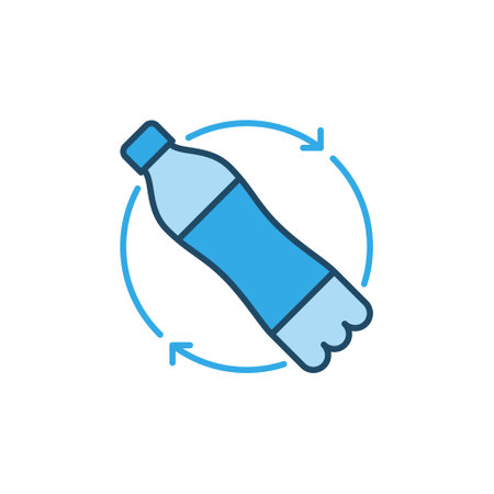 Vector Recycle plastic bottles concept blue iconのイラスト素材