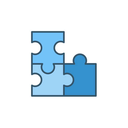 Puzzle vector strategy concept colored blue iconのイラスト素材