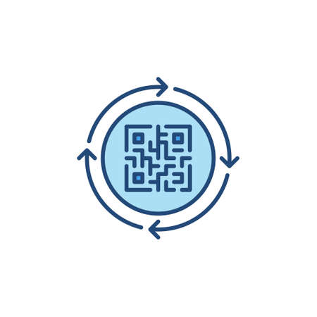 QR Code inside Round Arrows vector concept colored iconのイラスト素材