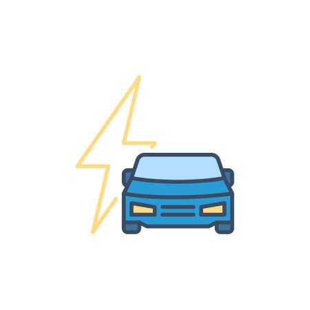 Lightning and EV vector colored icon - electric Car symbolのイラスト素材