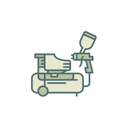 Spray Gun and Compressor vector concept colored iconのイラスト素材