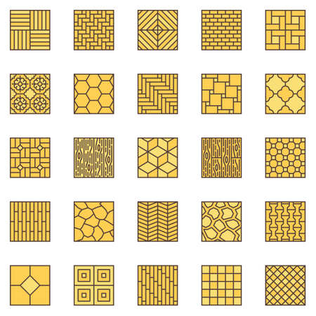 Floor Materials colored icons set - vector Flooring signsのイラスト素材