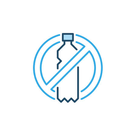 Water Bottle Ban vector concept colored iconのイラスト素材
