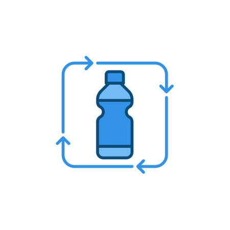 Vector Plastic Bottle Recycling concept blue iconのイラスト素材