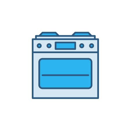 Gas Stove with Oven vector concept blue icon - Front Viewのイラスト素材