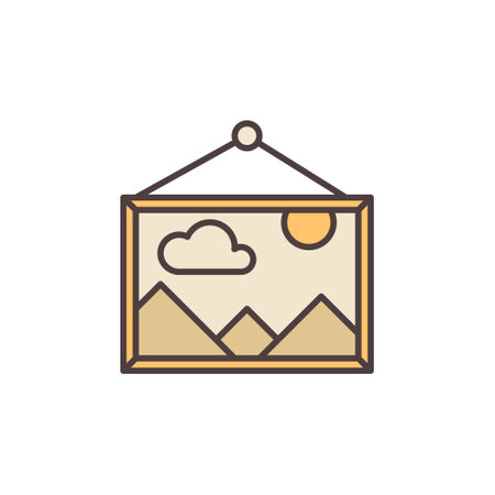 Picture hanging on the Wall vector concept colored iconのイラスト素材