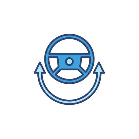 Steering Wheel and Arrow vector blue concept iconのイラスト素材