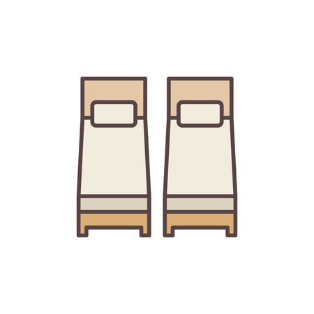 Two Single Beds vector concept colored iconのイラスト素材