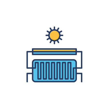 Solar Heating colored icon. Solar Water Heater vector signのイラスト素材