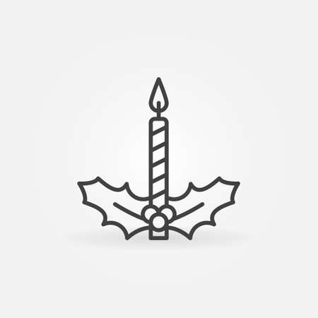 Christmas Candle with Mistletoe vector concept line iconのイラスト素材