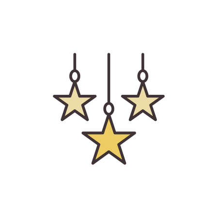Christmas Yellow Stars Decoration vector concept iconのイラスト素材