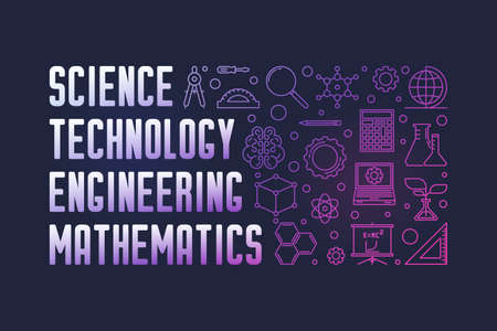 Science, Technology, Engineering and Math STEM bannerのイラスト素材