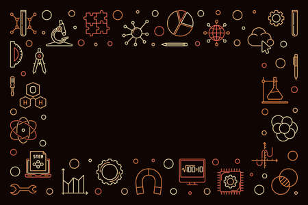 STEM - science and math horizontal colored vector frameのイラスト素材