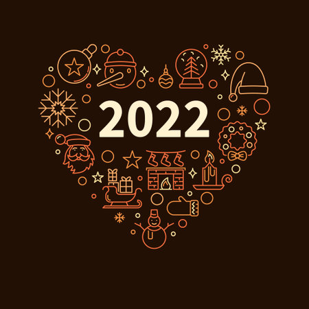 New 2022 Year Banner Round outline creative vector designのイラスト素材