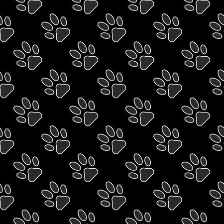 Cat Paw Footprint seamless dark repeating backgroundのイラスト素材