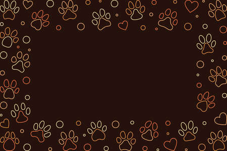 Frame made of Pet Paw Footprints - vector horizontal illustrationのイラスト素材