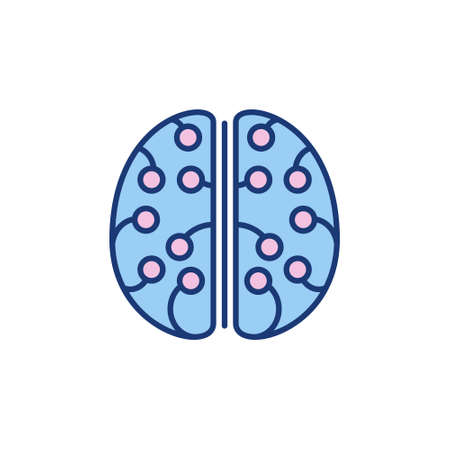 Human Brain with Neuron Connections vector concept colorful iconのイラスト素材