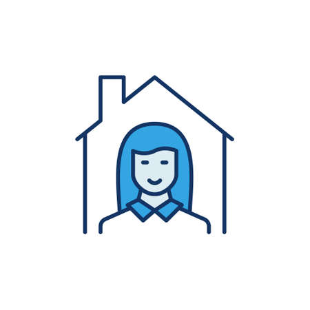 Woman inside House colored icon - vector Realtor signのイラスト素材