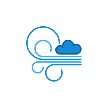 Cloud and Breeze blue line vector icon - Wind linear signのイラスト素材