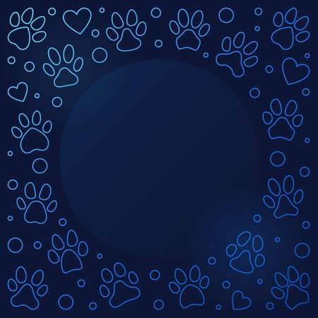 Blue Frame made of Pet Paw Foot Prints - vector illustrationのイラスト素材