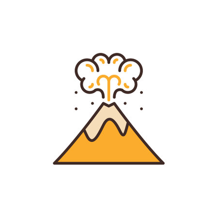 Volcano or Volcanic Eruption vector concept colored iconのイラスト素材