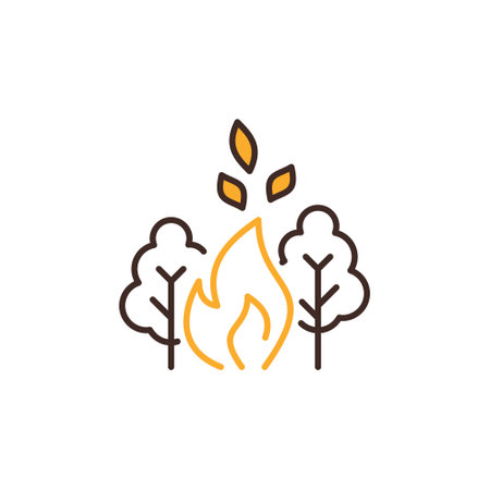 Fire in Forest vector concept modern iconのイラスト素材