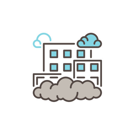 Smog or Smoke Fog in City vector Air Pollution modern iconのイラスト素材