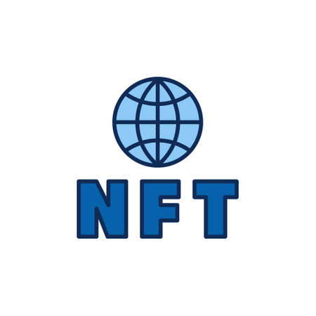 Non-Fungible Token Earth Globe or NFT vector concept colored iconのイラスト素材