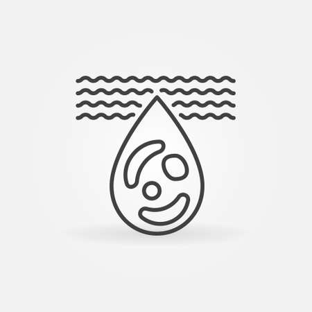 Water Bacteria line icon - Dirty Water Drop vector symbolのイラスト素材
