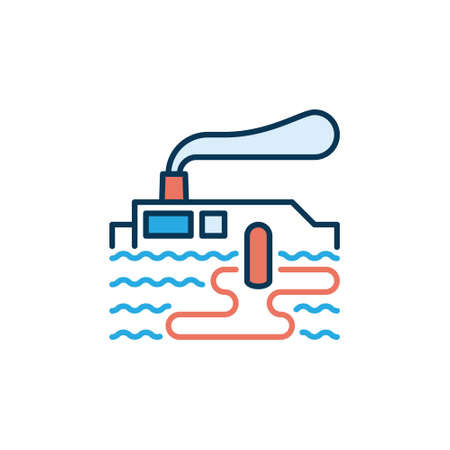 Factory near River vector Pollution concept modern iconのイラスト素材