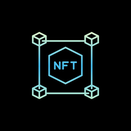 Non-Fungible Token Blockchain outline vector NFT modern iconのイラスト素材