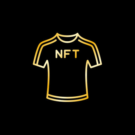 NFT Sport T Shirt line golden icon. Football T-shirt vector linear signのイラスト素材