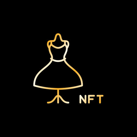 NFT Fashion vector concept linear golden icon - Woman Dress outline symbolのイラスト素材