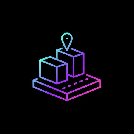 Virtual Land linear colorful icon. Vector NFT concept symbolのイラスト素材