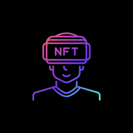 NFT VR vector concept line colorful icon - Virtual Reality signのイラスト素材