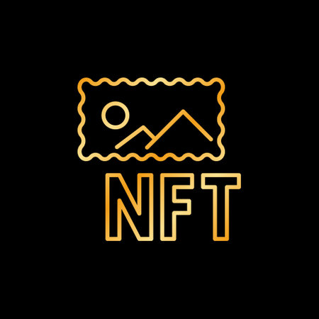 NFT Painting or Art vector concept golden outline icon or signのイラスト素材