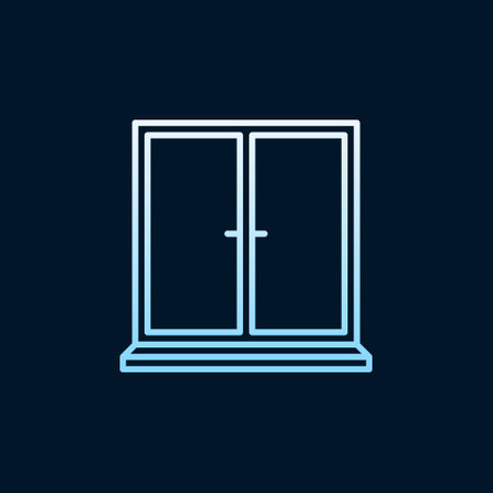Closed Window with Sill vector line concept blue colorful iconのイラスト素材