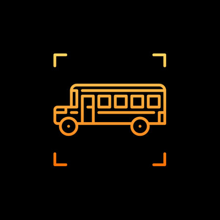 School Bus vector concept yellow outline iconのイラスト素材