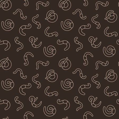 Earthworms vector concept seamless pattern in outline styleのイラスト素材