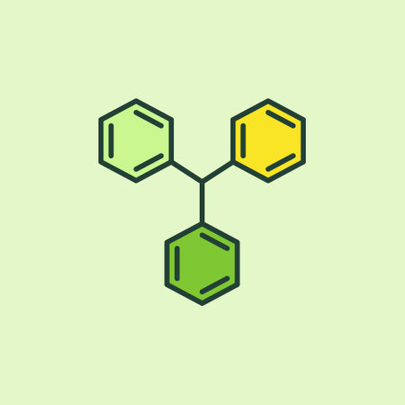 Chemical Molecule with three Hexagons vector Chemistry colored iconのイラスト素材