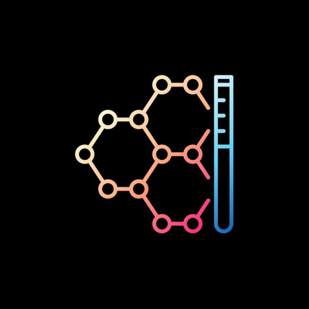 Chemical Formula and Test Tube vector concept colorful linear iconのイラスト素材