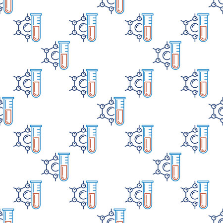 Chemical Compound with Test-Tube vector line modern Seamless Patternのイラスト素材