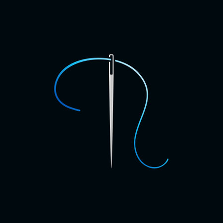 Needle with blue thread creative icon - Tailor vector colorful signのイラスト素材