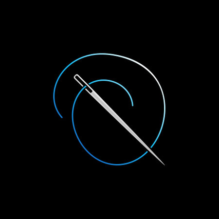 Needle with Blue Thread vector icon - Sewing concept symbolのイラスト素材