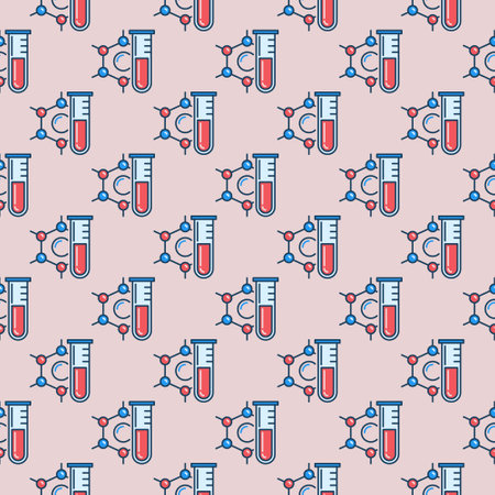 Chemical Compound with Test Tube linear vector creative Seamless Patternのイラスト素材
