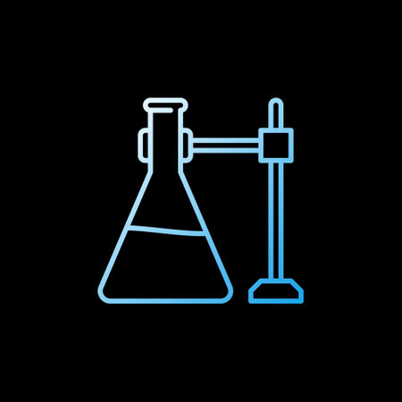 Blue Flask vector concept linear colorful icon or sign on dark backgroundのイラスト素材