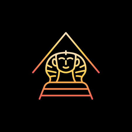Egyptian Sphinx vector Egypt Culture concept outline colorful icon on dark backgroundのイラスト素材
