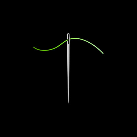 Needle with Green Thread colorful icon. Needlework vector concept symbolのイラスト素材