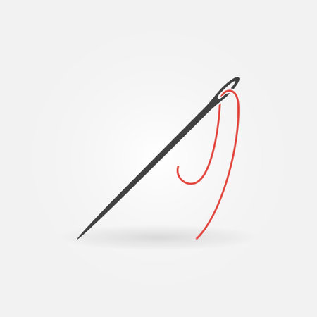 Red Thread and Needle vector creative icon - Needlework concept symbolのイラスト素材