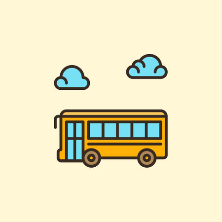 Yellow School Bus vector concept simple colored icon or symbol - Side Viewのイラスト素材